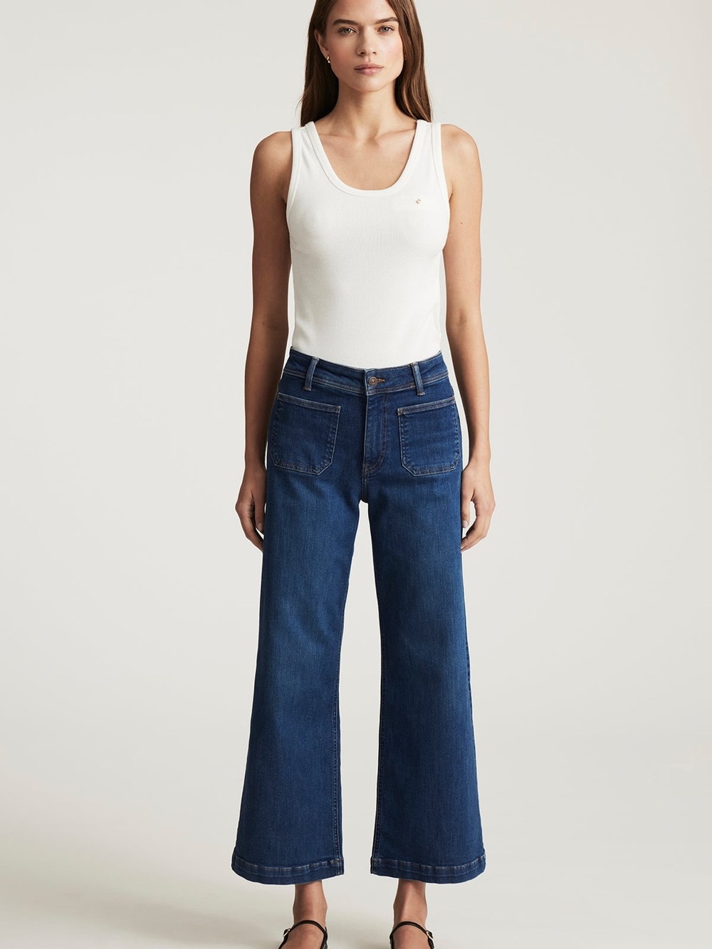 Mavi Paloma High Rise Wide Leg Front Patch Pocket Denim Jeans 27